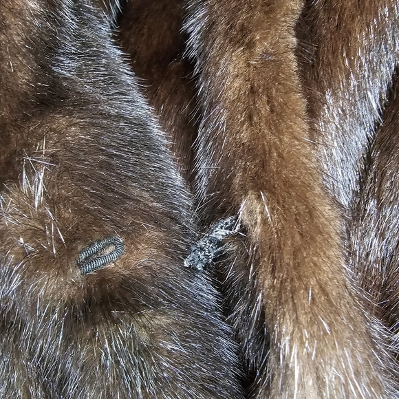 Authentic real mink fur coat deep chocolate brown small GORGEOUS! Long length - Picture 11 of 12